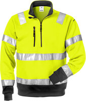 Fristads High vis sweatshirt met korte rits klasse 3 728 Hi-vis geel/zwart