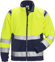 Fristads High vis fleecejack winddicht klasse 3 4041 Hi-vis geel/marineblauw