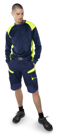 Fristads Korte broek 2562 Marineblauw/hi-vis geel