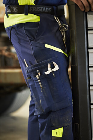 Fristads Stretch werkbroek 2653 Marineblauw/hi-vis geel