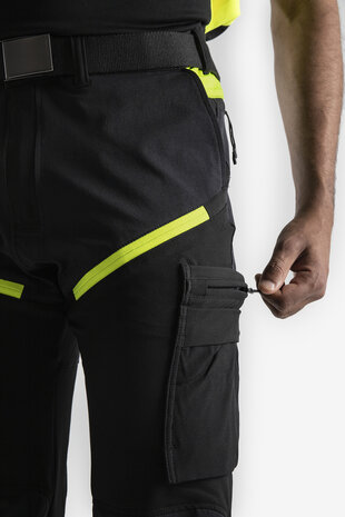 Fristads Stretch werkbroek 2653 Zwart/hi-vis geel