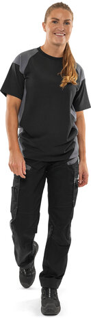 Fristads Heavy T-shirt 7046 Zwart/hi-vis geel 