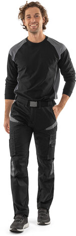 Fristads Heavy T-shirt lange mouw 7071 Zwart/grijs 