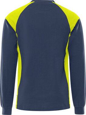 Fristads Heavy T-shirt lange mouw 7071 Marineblauw/hi-vis geel 
