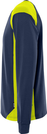 Fristads Heavy T-shirt lange mouw 7071 Marineblauw/hi-vis geel 