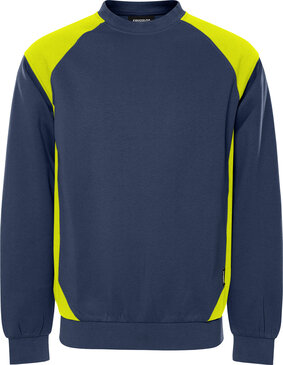 Fristads Sweater 7148 Marineblauw/hi-vis geel 