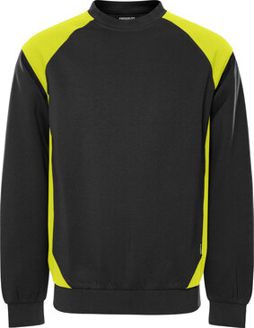 Fristads Sweater 7148 Zwart/hi-vis geel