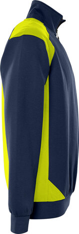 Fristads Sweater met korte rits 7048 Marineblauw/hi-vis geel