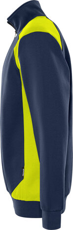 Fristads Sweater met korte rits 7048 Marineblauw/hi-vis geel