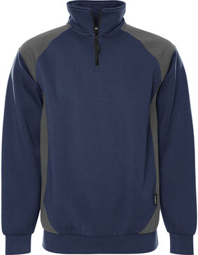 Fristads Sweater met korte rits 7048 Marineblauw/grijs 