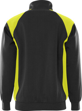 Fristads Sweater met korte rits 7048 Zwart/hi-vis geel