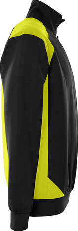 Fristads Sweater met korte rits 7048 Zwart/hi-vis geel