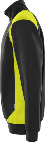 Fristads Sweater met korte rits 7048 Zwart/hi-vis geel