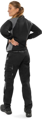 Fristads Sweater met korte rits 7048 Zwart/grijs 