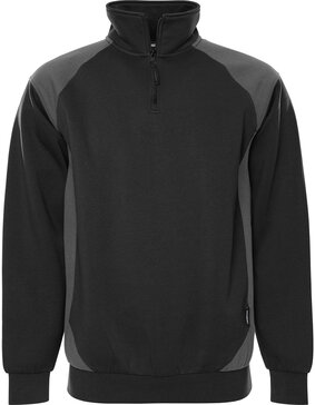 Fristads Sweater met korte rits 7048 Zwart/grijs 