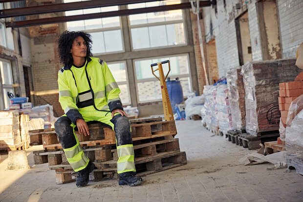 Fristads High vis green werkbroek stretch klasse 2 2644 Hi-vis geel/marineblauw