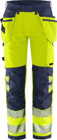 Fristads High vis green werkbroek stretch klasse 2 2644 Hi-vis geel/marineblauw