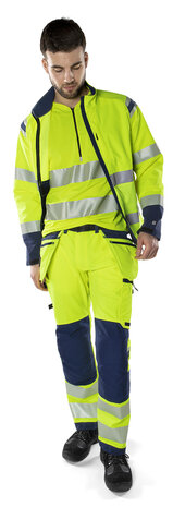 Fristads High vis green werkbroek stretch klasse 2 2644 Hi-vis geel/marineblauw