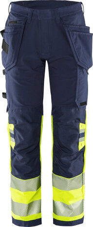 Fristads High vis green werkbroek stretch klasse 1 2643 Hi-vis geel/marineblauw