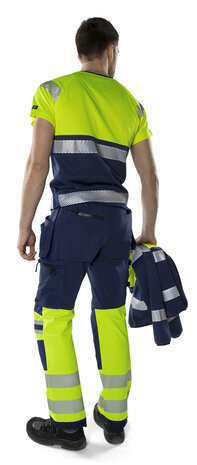Fristads High vis green werkbroek stretch klasse 1 2643 Hi-vis geel/marineblauw