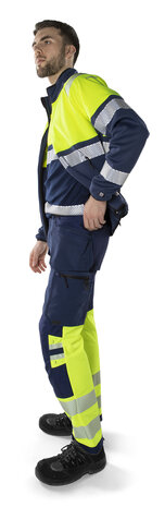 Fristads High vis green werkbroek stretch klasse 1 2643 Hi-vis geel/marineblauw