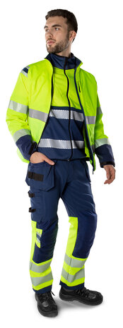 Fristads High vis green werkbroek stretch klasse 1 2643 Hi-vis geel/marineblauw
