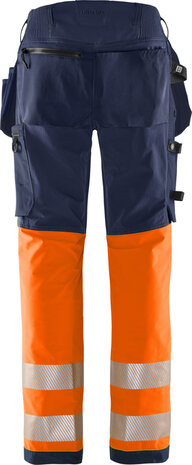 Fristads High vis green werkbroek stretch klasse 1 2643 Hi-vis oranje/marineblauw
