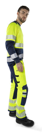 Fristads High vis green broek klasse 2 2645 Hi-vis geel/marineblauw