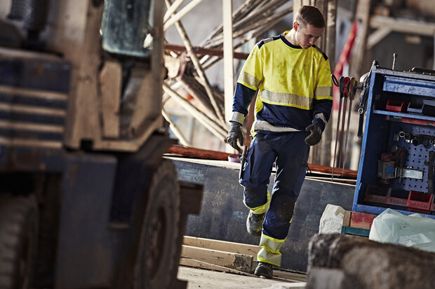 Fristads High vis green broek klasse 1 2647 Hi-vis geel/zwart