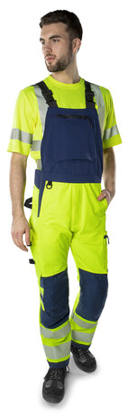 Fristads High vis green Amerikaanse overall stretch klasse 2 1031 Hi-vis geel/marineblauw