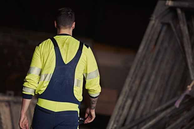 Fristads High vis green Amerikaanse overall stretch klasse 2 1031 Hi-vis oranje/marineblauw