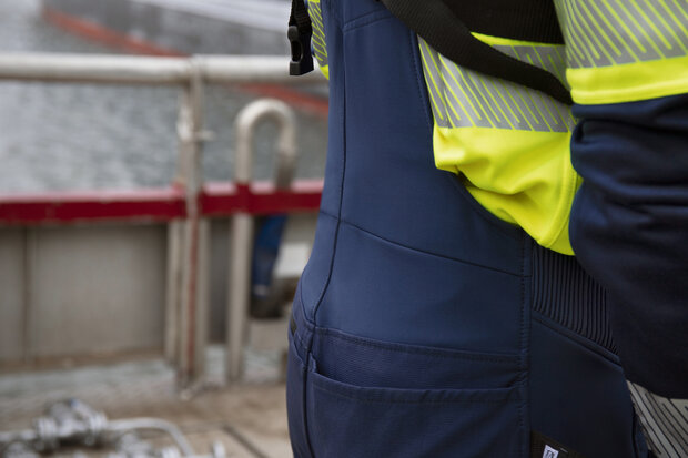 Fristads High vis green Amerikaanse overall stretch klasse 1 1032 Hi-vis geel/marineblauw