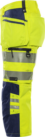 Fristads Hogezichtbaarheids 3/4 broek klasse 2 2666 Hi-vis geel/marineblauw