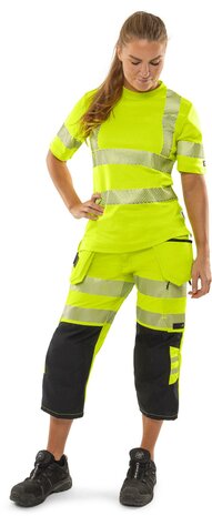 Fristads Hogezichtbaarheids 3/4 broek klasse 2 2666 Hi-vis geel/zwart