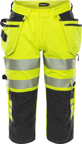 Fristads Hogezichtbaarheids 3/4 broek klasse 2 2666 Hi-vis geel/zwart