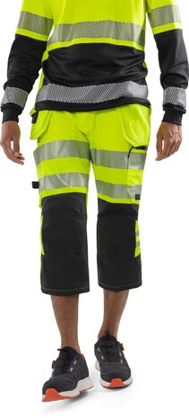 Fristads Hogezichtbaarheids 3/4 broek klasse 2 2666 Hi-vis geel/zwart
