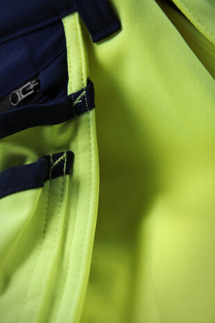 Fristads High vis green stretch korte broek klasse 2 2646 Hi-vis geel/marineblauw