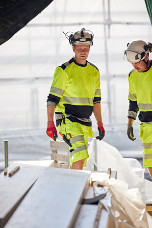 Fristads High vis green stretch korte broek klasse 2 2646 Hi-vis geel/zwart