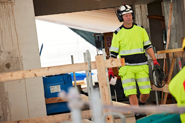 Fristads High vis green stretch korte broek klasse 2 2646 Hi-vis geel/zwart