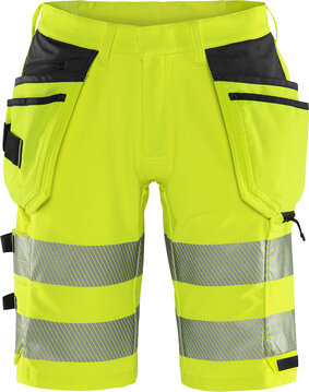 Fristads High vis green stretch korte broek klasse 2 2646 Hi-vis geel/zwart