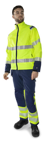 Fristads High vis green stretch jack klasse 3 4647 Hi-vis geel/marineblauw