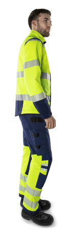 Fristads High vis green stretch jack klasse 3 4647 Hi-vis geel/marineblauw