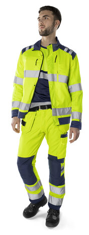 Fristads High vis green werkbroek klasse 2 2641 Hi-vis geel/marineblauw