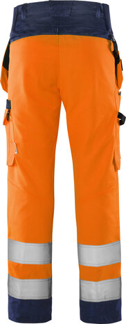 Fristads High vis green werkbroek klasse 2 2641 Hi-vis oranje/marineblauw