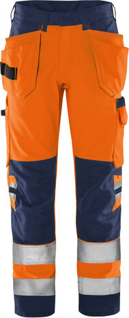 Fristads High vis green werkbroek klasse 2 2641 Hi-vis oranje/marineblauw