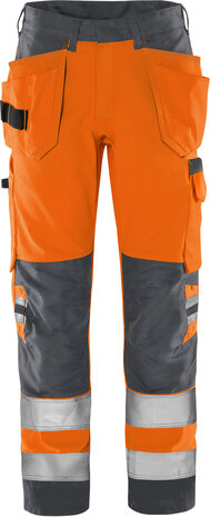 Fristads High vis green werkbroek klasse 2 2641 Hi-vis oranje/grijs