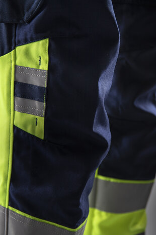 Fristads High vis green werkbroek klasse 1 2640 Hi-vis geel/marineblauw