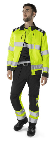 Fristads High vis green werkbroek klasse 1 2640 Hi-vis geel/zwart
