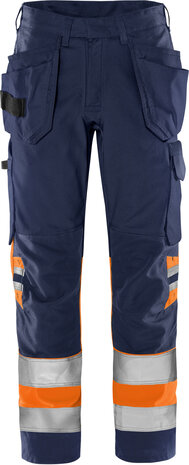 Fristads High vis green werkbroek klasse 1 2640 Hi-vis oranje/marineblauw