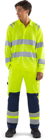 Fristads High vis green broek klasse 2 2651 Hi-vis geel/marineblauw